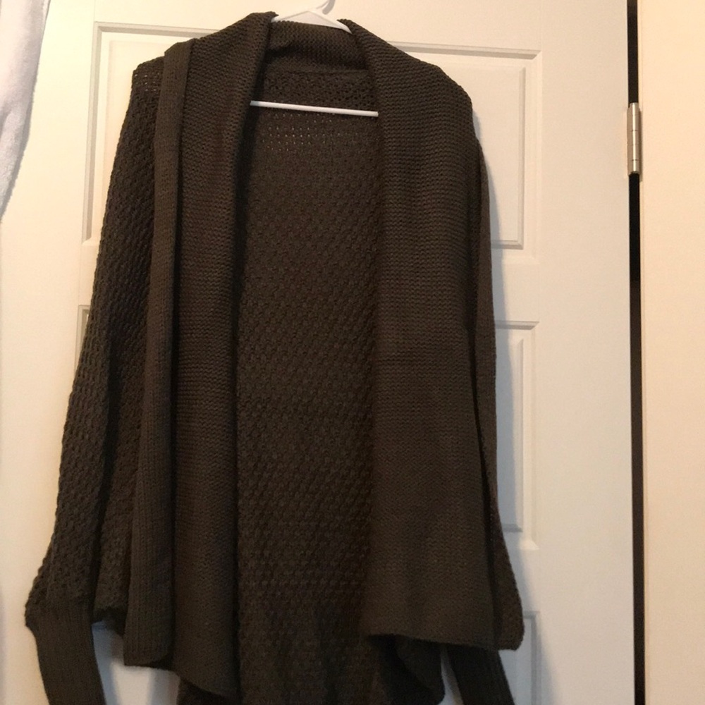 Long olive green cardigan!